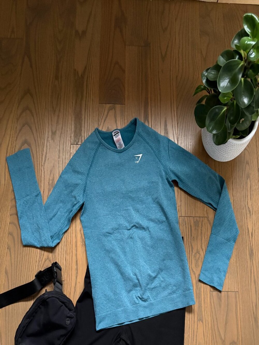 GYMSHARK Vital Seamless 2.0 Long Sleeve Top in Teal, Like New